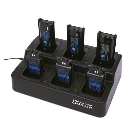 jenis slot 6-arah 6-way charger cerdas yang dapat disesuaikan untuk baterai walkie talkie
